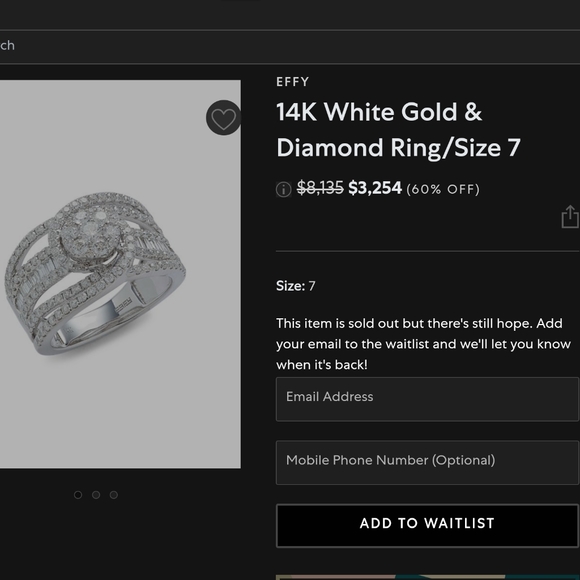 Effy 1.58 carat 14k white gold size 7 ring - Picture 8 of 9